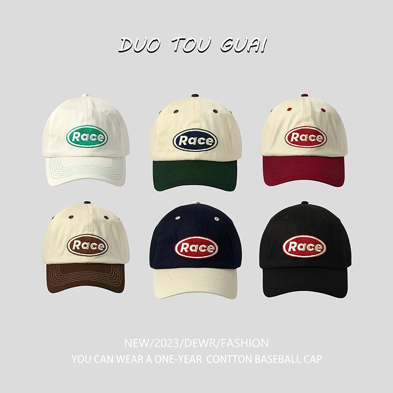 Mũ Lưỡi Trai Thêu Chữ Màu Tương Phản Thời Trang Đường Phố Hàn Quốc Cho Cặp Đôi