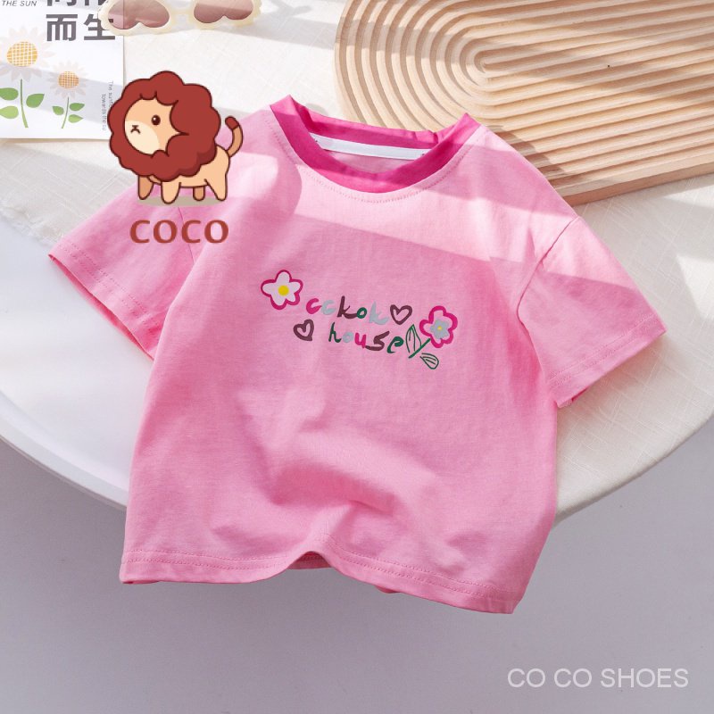 Áo Thun Tay Ngắn In Hình Hoa Nhỏ Thời Trang Mùa Hè Phong Cách Mới Cho Bé Gái