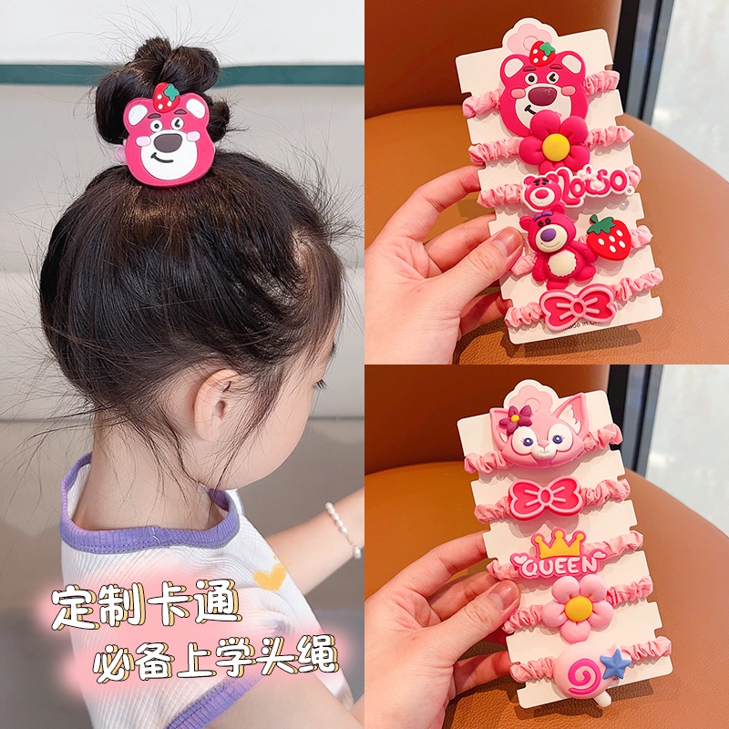 Set 5 Dây Buộc Tóc Đính Ruy Băng Cho Bé Gái