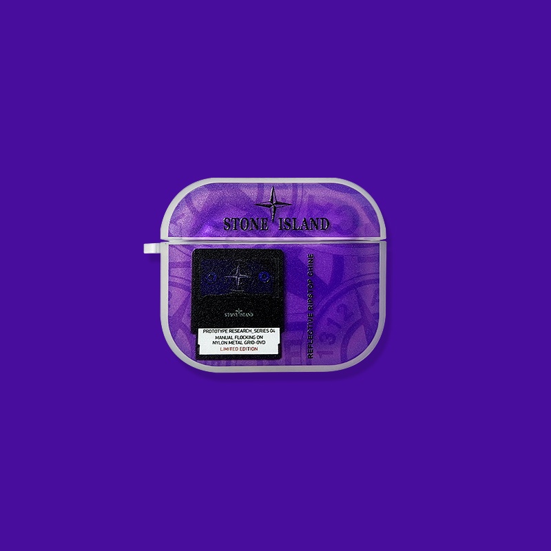 Vỏ Bảo Vệ Hộp Sạc Tai Nghe AirPods 1 2 3 Pro 2 AirPod Pro2 Bằng Silicon Họa Tiết Hòn Đảo Đá Màu Tím Kèm Móc Khóa Xinh Xắn