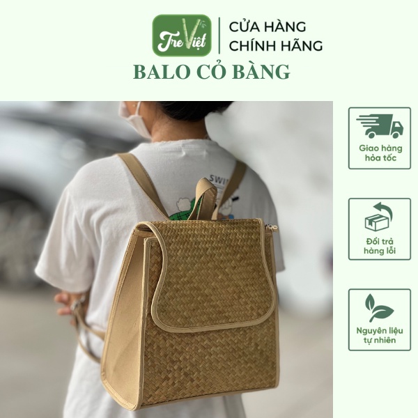 (Hoả Tốc) Balo cỏ bàng viền be mẫu mới