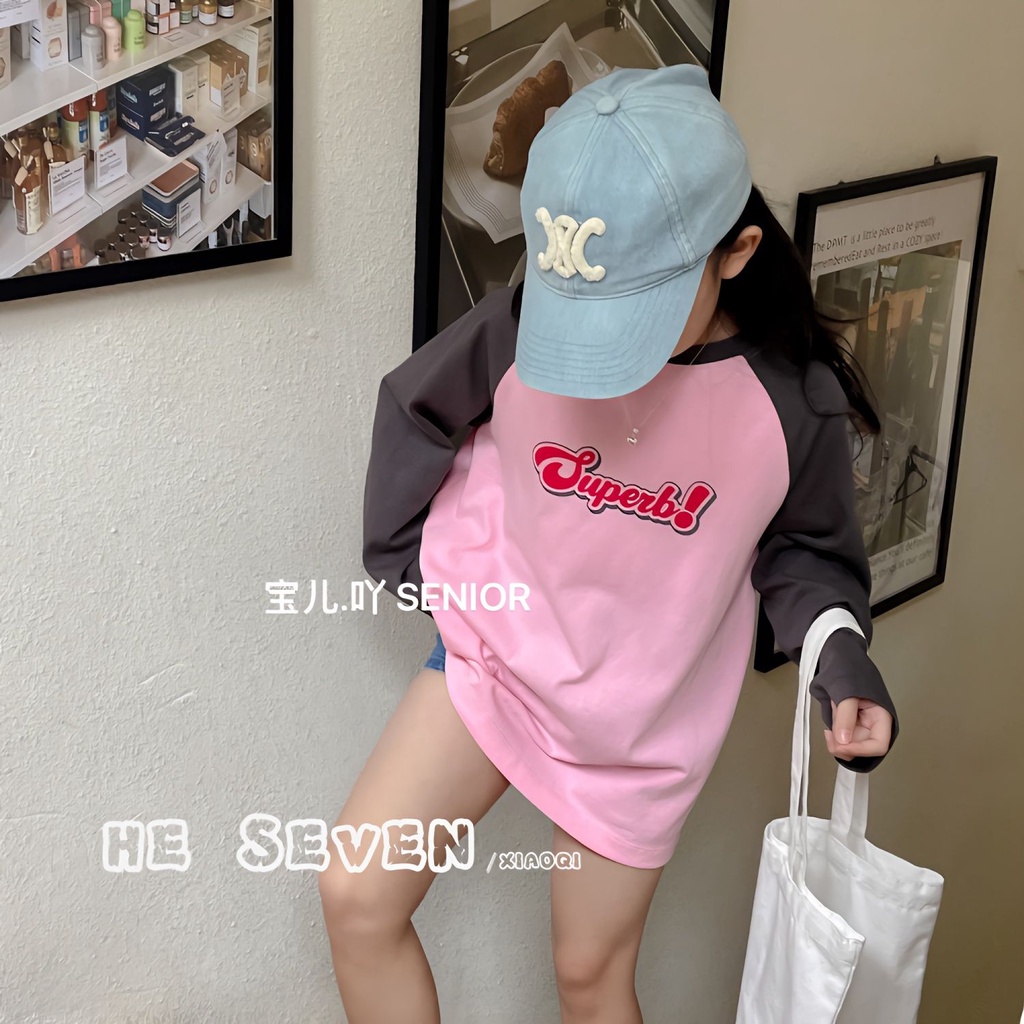 Áo Thun Tay Dài Dáng Rộng In Chữ Thời Trang Xuân Thu 2023 Cho Bé