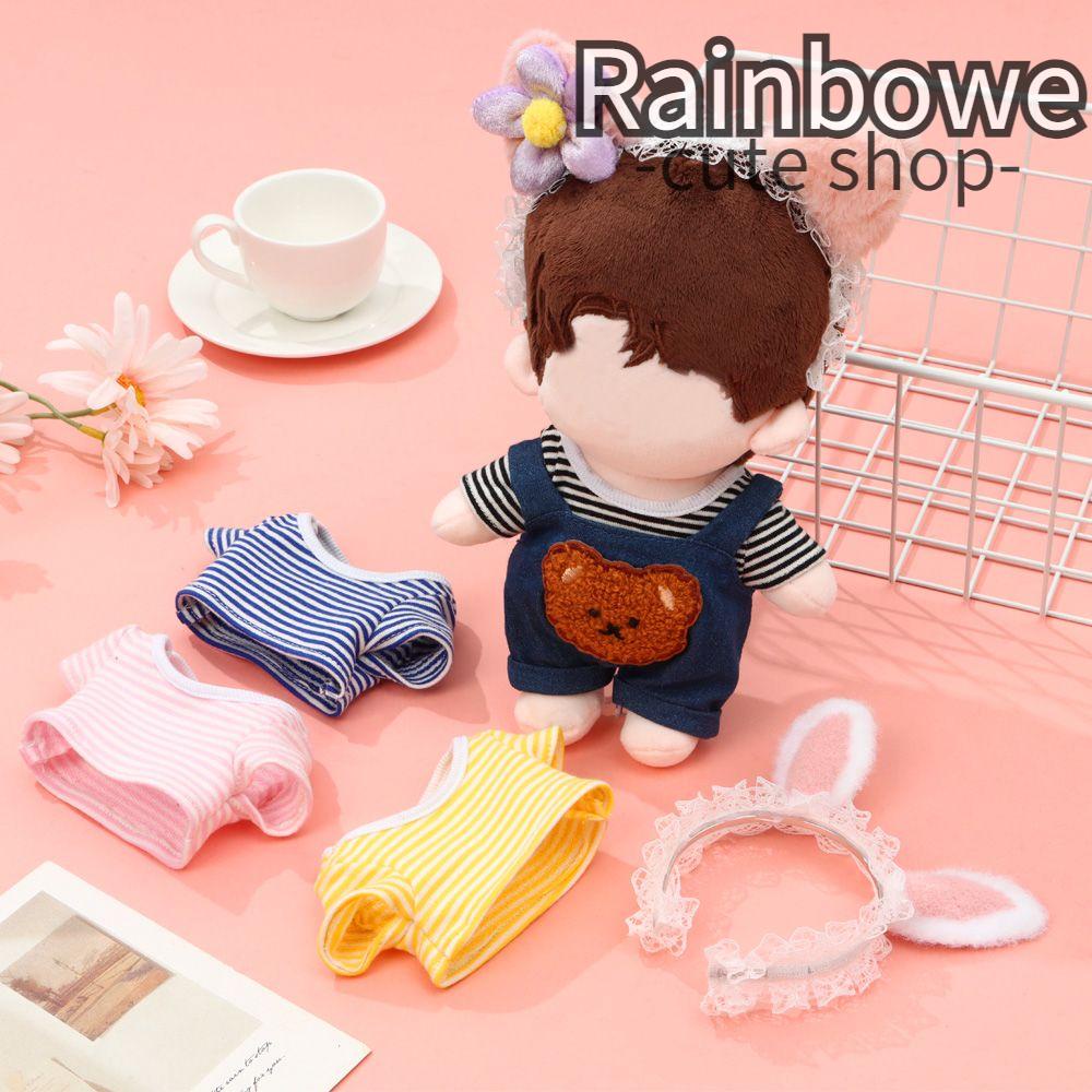 Bộ Quần Yếm Denim + Băng Đô + Băng Đô Cài Tóc Hình Gấu Nâu Dễ Thương Kích Thước 20cm/14inch Dùng Trang Trí Búp Bê
