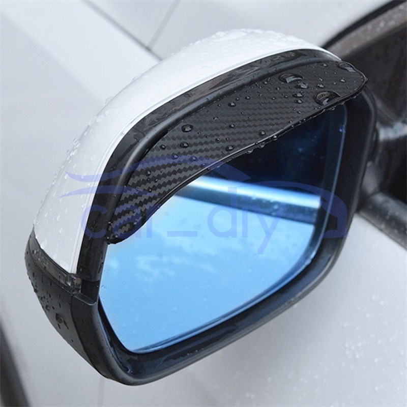 Set 2 Tấm Che Mưa Bằng PVC Họa Tiết Sợi Carbon Thông Dụng Trang Trí Gương Chiếu Hậu Xe Hơi