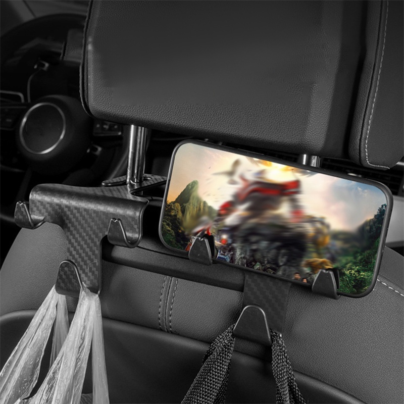 Móc Treo Đồ Bằng Sợi Carbon Gắn Sau Lưng Ghế Xe Hơi Thông Dụng