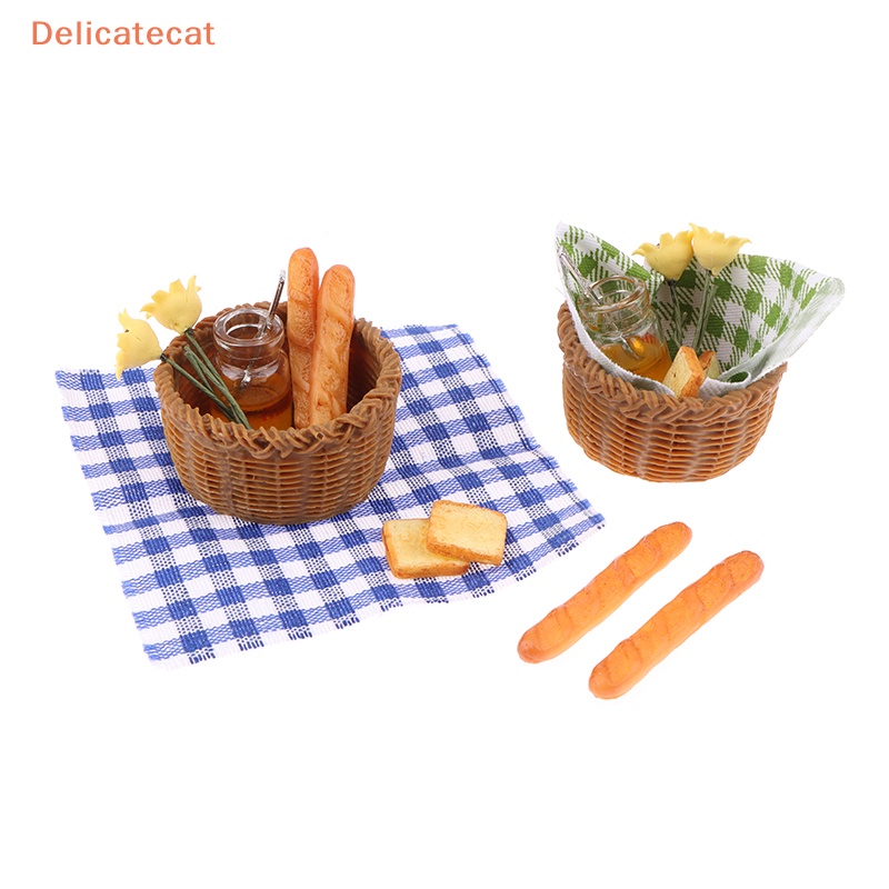 1 Bộ Giỏ Đựng Bánh Mì Bằng Vải 1: 12 Độc Đáo Trang Trí Nhà Búp Bê