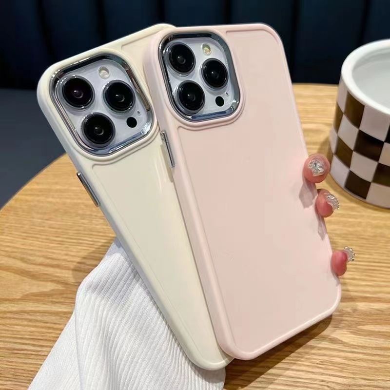Ốp Điện Thoại Khung Mạ Màu Trơn Cao Cấp Cho Iphone 7 7Plus 8 8Plus Xs Xr 11 12 13 14 Pro Plus Promax