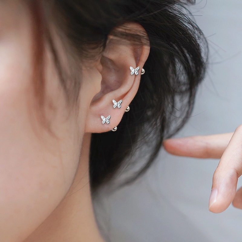 Bông Tai Hình Tròn Họa Tiết Bướm Đơn Giản Thời Trang Sang Trọng Cho Nữ Y2K