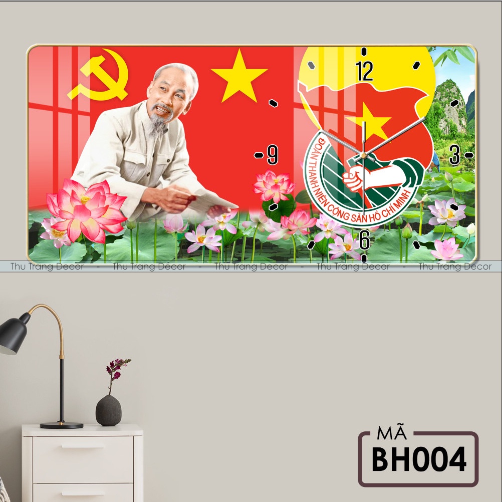 Đồng Hồ Tráng Gương Treo Tường "BÁC HỒ" In UV 5D Cao Cấp
