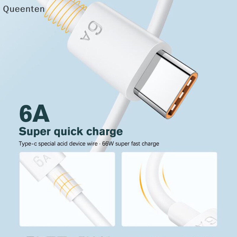 Cáp sạc siêu nhanh queenten 1 / 1.5mile 6a 66w usb type-c cho xiaomi samsung huawei qt