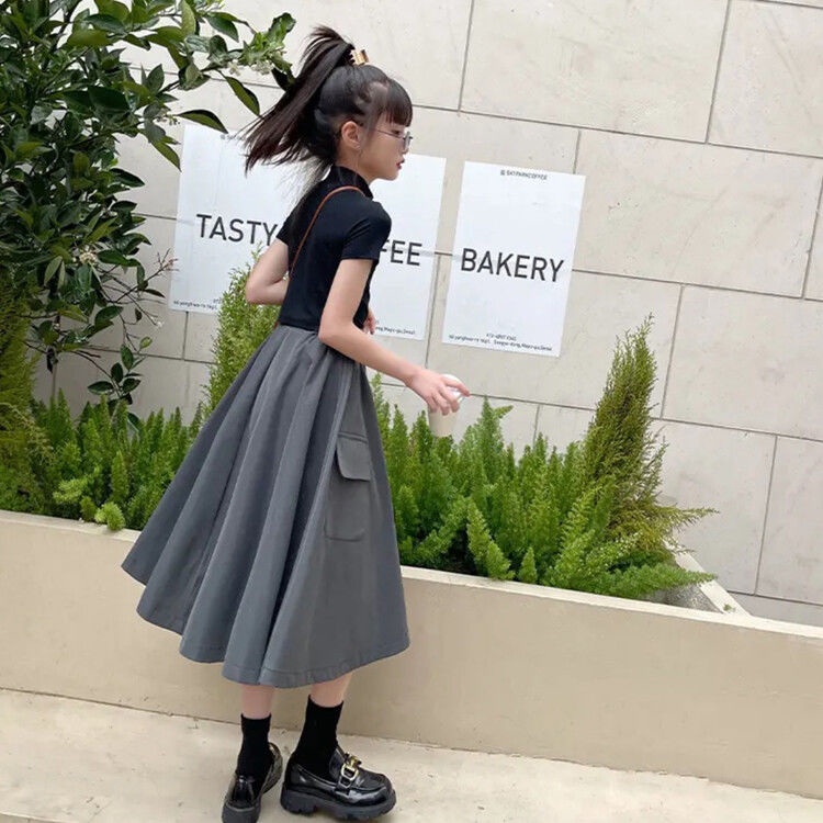 Size 130-170 váy bé gái 2023 phong cách nước ngoài mới thời trang trẻ em lưới đỏ váy phong cách đường phố  váy trẻ em