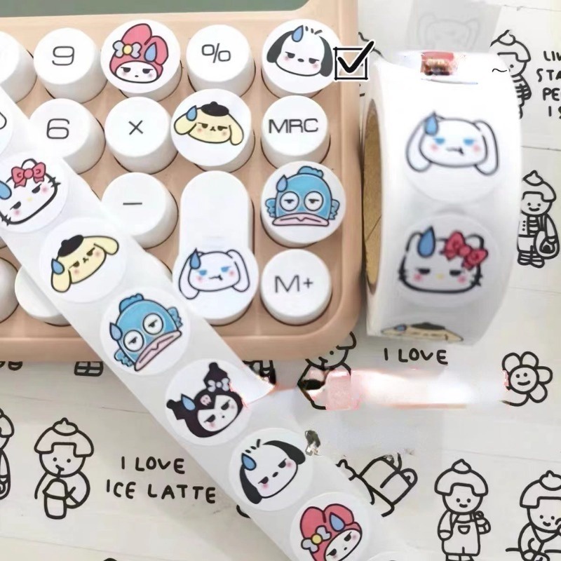 SANRIO Bộ 500 Miếng Dán Hoạt Hình Kuromi Kawaii Dễ Thương Trang Trí Gói Quà