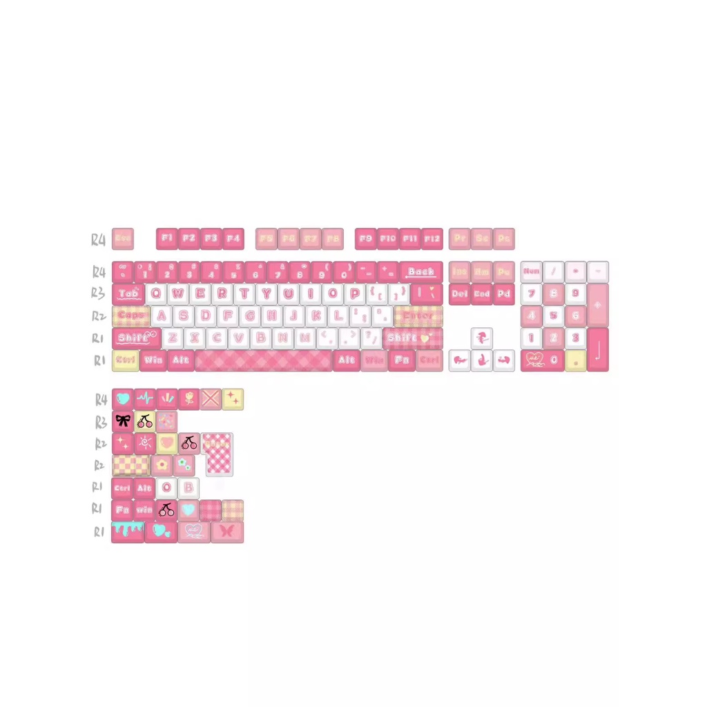 135 Phím Dopamine Keycaps Cherry Profile Cô Gái Hồng Anime PBT Dye Sub Cơ Keycap