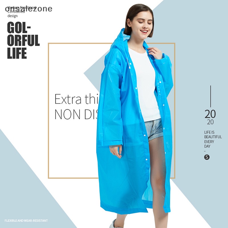 Onsale áo mưa không thấm nước áo mưa dày không thấm nước du lịch đi bộ đường dài ngoài trời mưa poncho áo mưa có mũ trùm đầu phụ nữ đàn ông mới