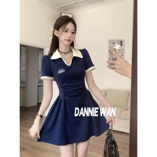 DannieWan chân váy bánh bèo 2 dây dáng dài đầm đen váy nữ xinh bánh bèoA22M1YM 