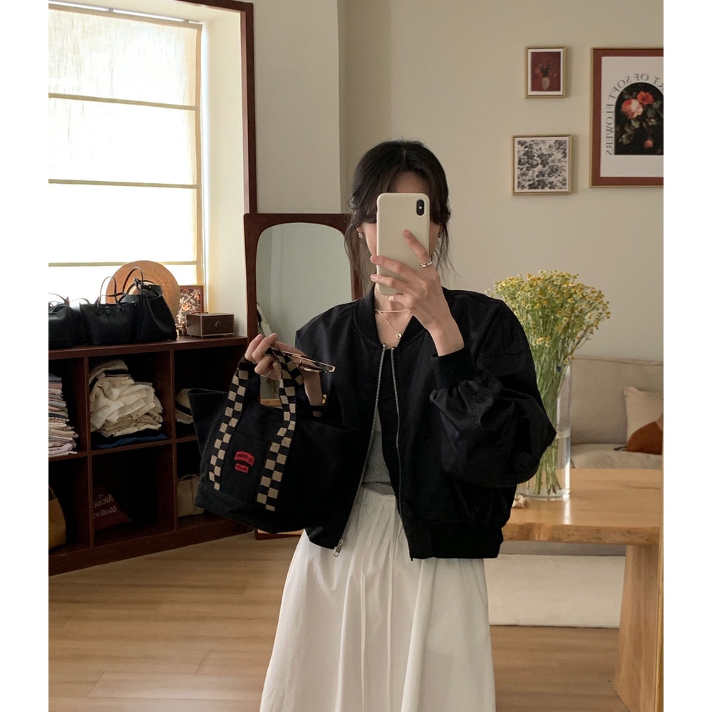 Áo Khoác Bóng Chày Ngắn Dáng Rộng Phong Cách Hàn Quốc Thời Trang Mùa Xuân 2023 Cho Nữ Nhìn 2FGH