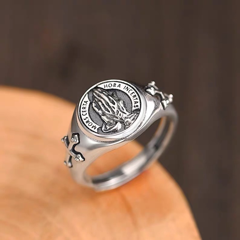 Nhẫn nam nữ titan freesize hình bàn tay phật HOPE Merin titan không gỉ điều chỉnh được size - Nhẫn Hope