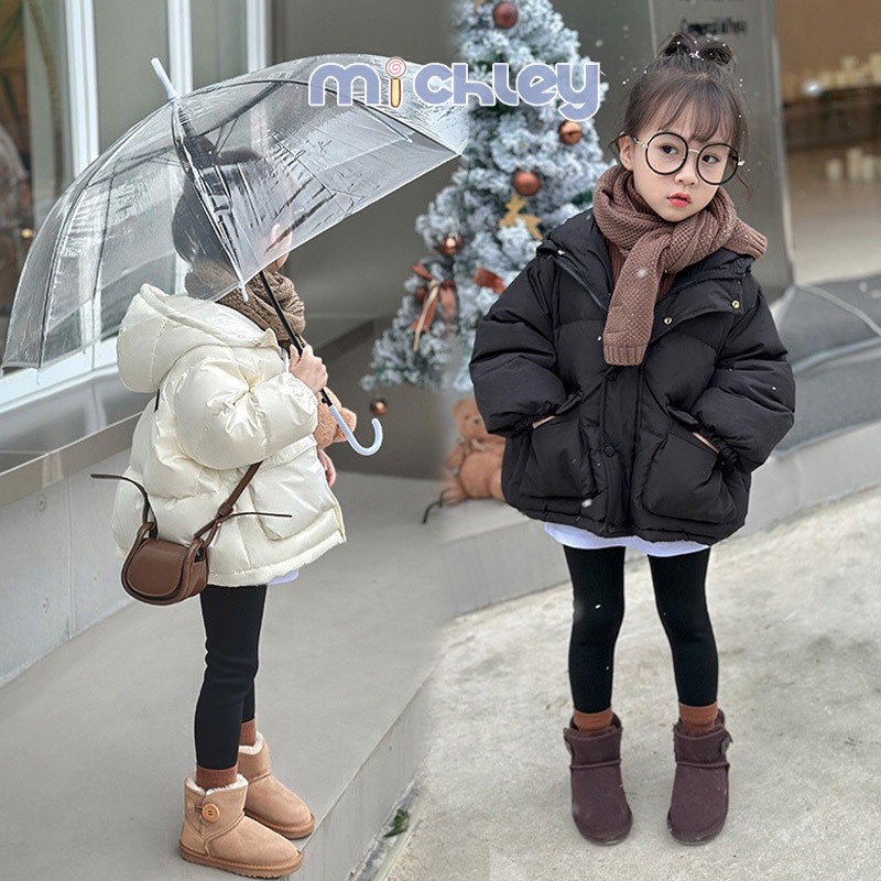 Áo Khoác Phao Dày Dặn Thời Trang Thu Đông Phong Cách Hàn Quốc Cho Bé Gái