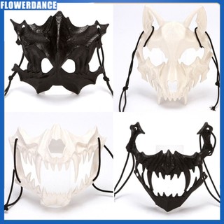 Mặt nạ nửa mặt Cos Đạo cụ Trang phục Halloween cho nam và nữ Mặt nạ xương nửa mặt hoa