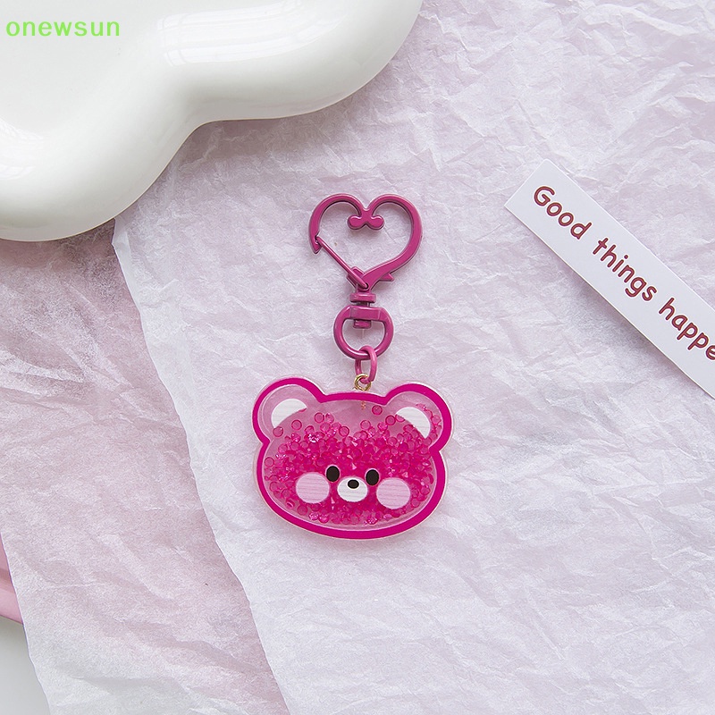 Onewsun phim hoạt hình sáng tạo động vật dễ thương acrylic keychain quicksand mặt dây chuyền chìa khóa thời trang kawaii phụ kiện chìa khóa xe hơi túi ch trang trí mới