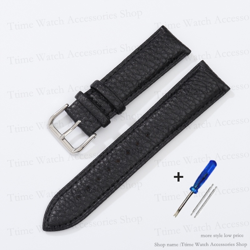 Dây đeo đồng hồ bằng da chính hãng 12/14/16/18/20 / 22mm dây đeo bằng thép không gỉ 10 màu vòng đeo tay bằng da