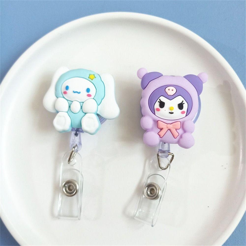 Kẹp giữ thẻ MMULCK dễ dàng kéo có thể thu vào hoạt hình Purin Kuromi dễ thương