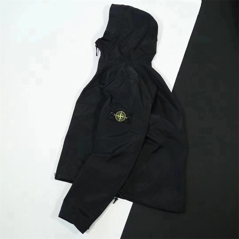 Thêu logo stone island áo khoác ngoài trời ban đầu áo khoác có mũ trùm đầu áo khoác unisex áo khoác bomber