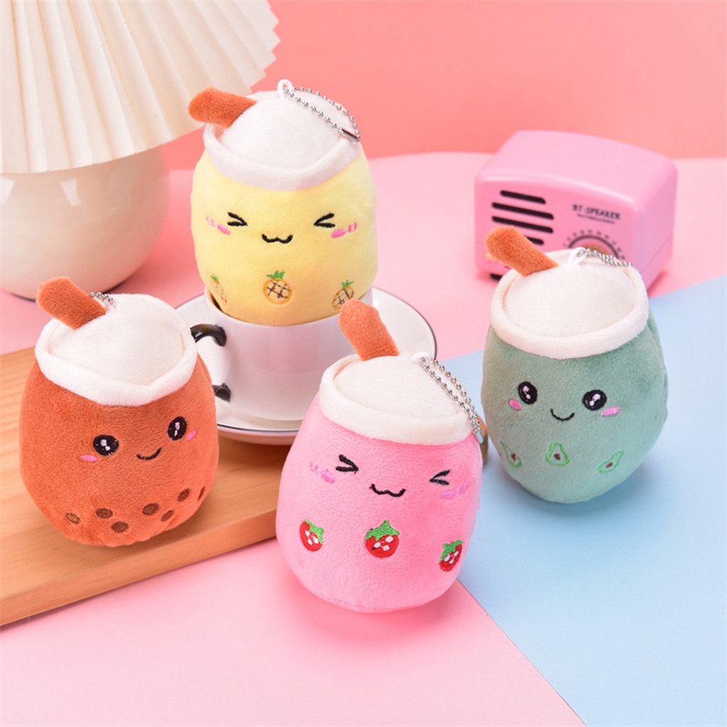Móc Khóa Hình Bình Trà Sữa Nhồi Bông 11cm Dễ Thương
