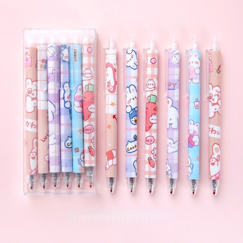 Set 6 Bút Mực Gel Ngòi Bút 0.5Mm Màu Đen Thời Trang Bộ 6 bút gel thời trang đen 0,5mm