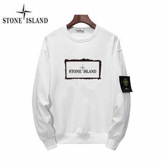 Thêu logo stone island 100% original 320g cotton couple sweater sweatshirts unisex sportswear for men bottoming shirts for women crew neck sweatshirt
