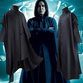Giáo sư severus snape cosplay trang phục hogwartes trường học áo choàng đen tóc giả áo choàng magic wand halloween party uniform suits