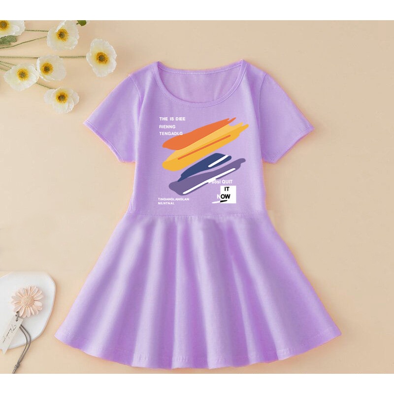 Cô gái váy công chúa in áo váy mùa hè cotton trẻ em cô gái váy thời trang quần áo làm mới và thoải mái