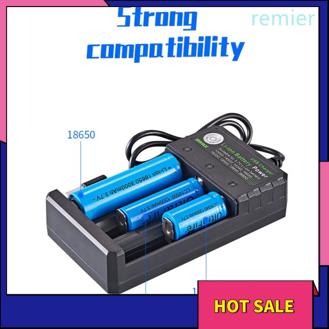 Re 18650 bộ sạc pin lithium ba khe cắm bộ sạc usb pin có thể sạc lại sạc độc lập