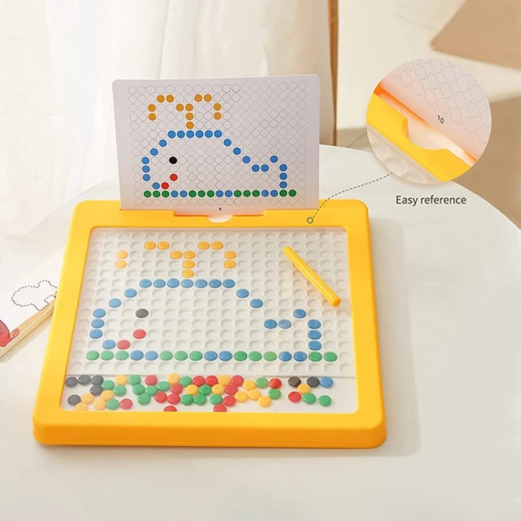 Bảng vẽ nam châm từ tính kèm bút và hạt đậu cho bé rèn tư duy logic