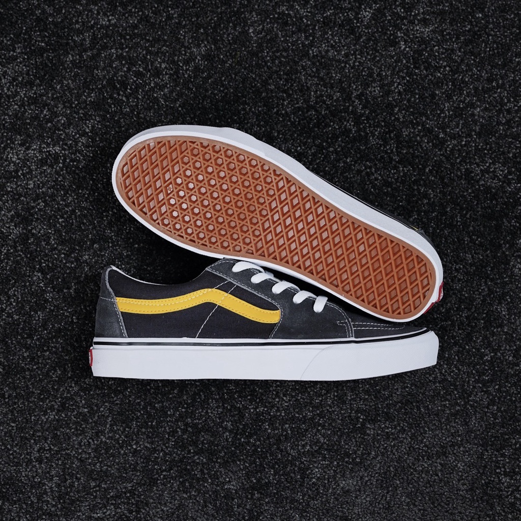Vans sk8-low grey yellow casual canvas shoes retro skateboard low top casual sneakers shose