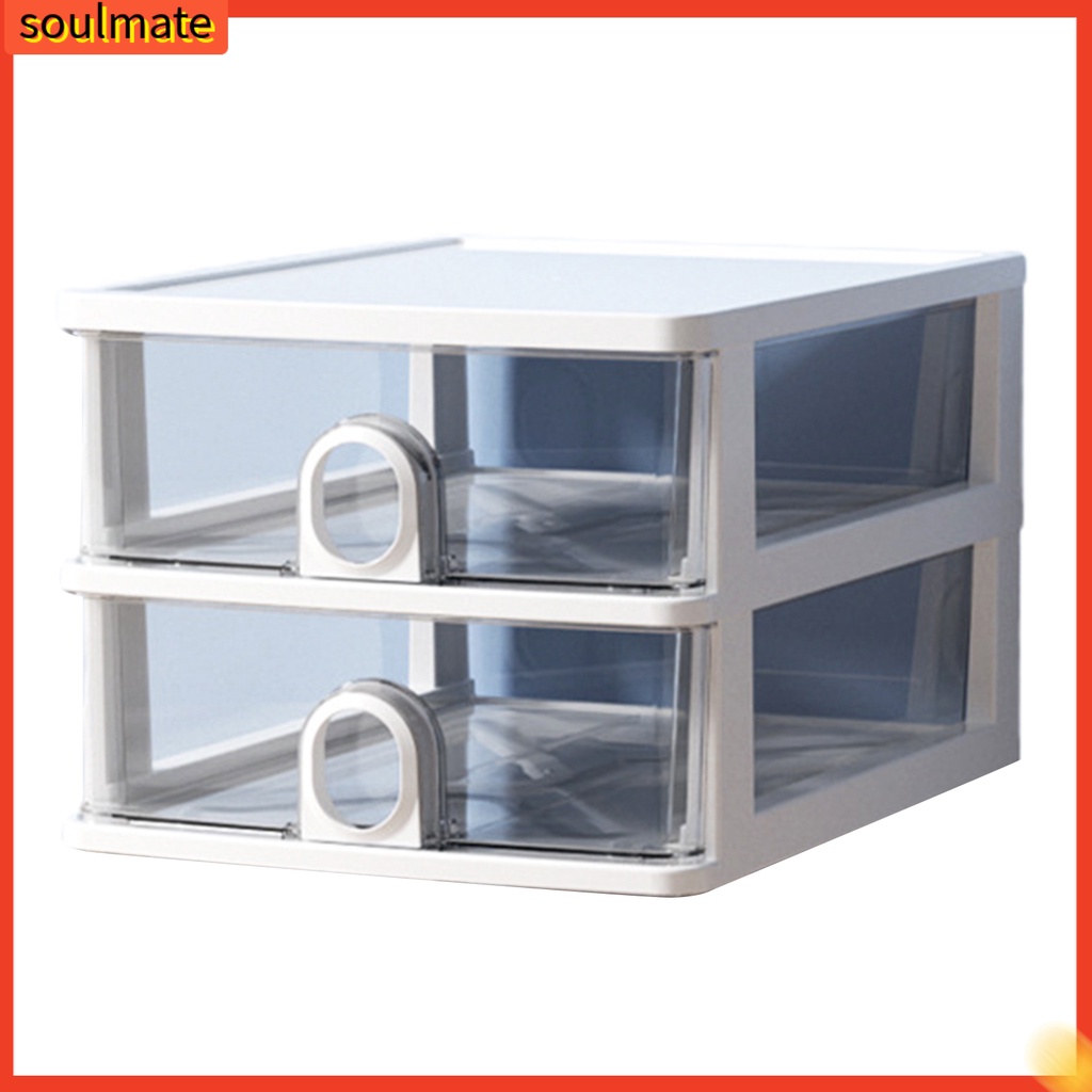Hộp lưu trữ văn phòng dung lượng lớn nhiều lớp có tay cầm ngăn kéo để bàn loại tủ lưu trữ trong suốt đồ gia dụng