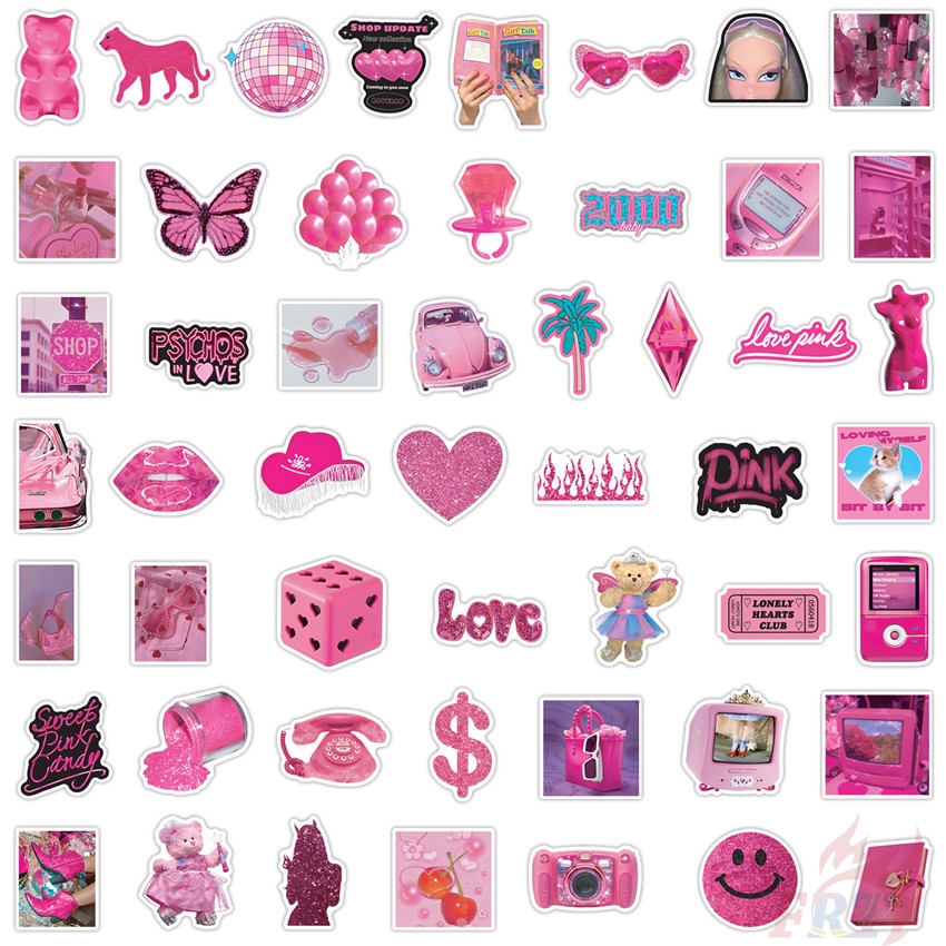 ❉ Màu hồng barbie phong cách nghệ thuật series 02 nhãn ❉ 50 cái / bộ diy fashion doodle decals stickers