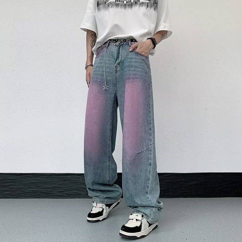 Quần Jeans Màu Gradient Phong Cách Thời Trang Retro Mỹ Dành Cho Nam Và Nữ