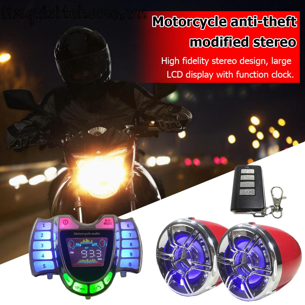 Xe máy hệ thống âm thanh tương thích bluetooth loa âm thanh nổi bộ sạc usb radio