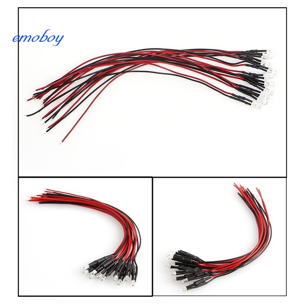 Emoboy 10 cái 20 cm 3mm / 5mm đèn led cáp bóng đèn điốt phát ra dc có dây pre-wired
