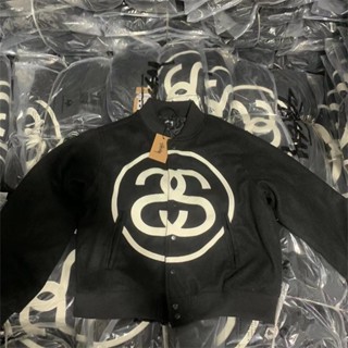 Stussy x chanei 100% original ykk zipper baseball uniform cotton-padded quần áo xuống áo khoác áo khoác mùa đông áo khoác mùa đông cho nam áo khoác unisex cặp đôi áo khoác wadded jackets