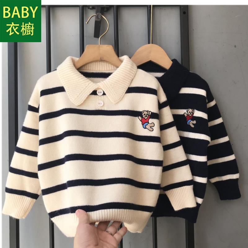 Áo Sweater Dệt Kim Có Cổ Thời Trang Thu Đông 2023 Mới Cho Bé Trai Và Bé Gái