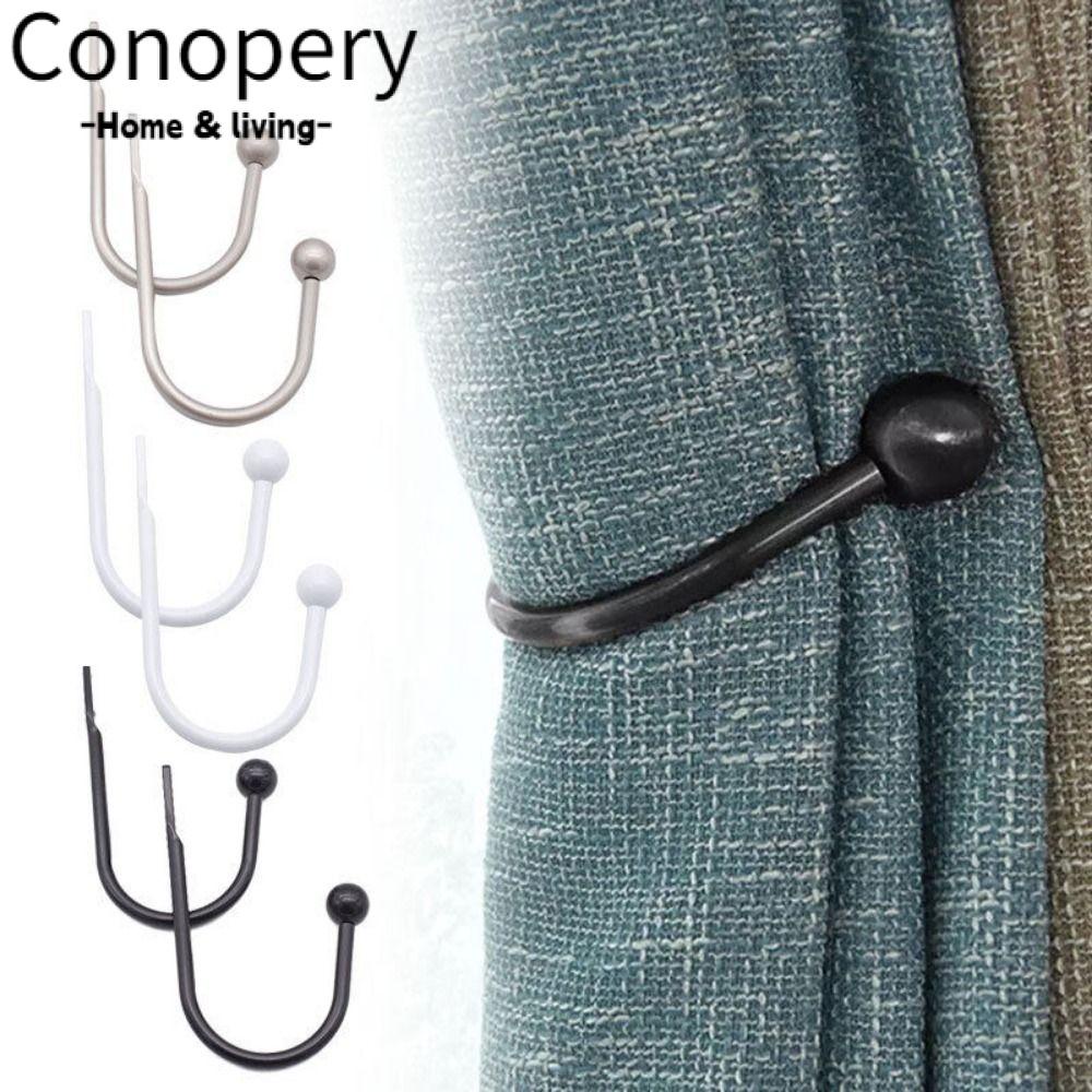 Conopery Rèm giữ lại, với giá đỡ vòng treo rèm buộc tường bằng vít, móc treo tường gắn nhiều chức năng móc kim loại hình chữ u trang chủ