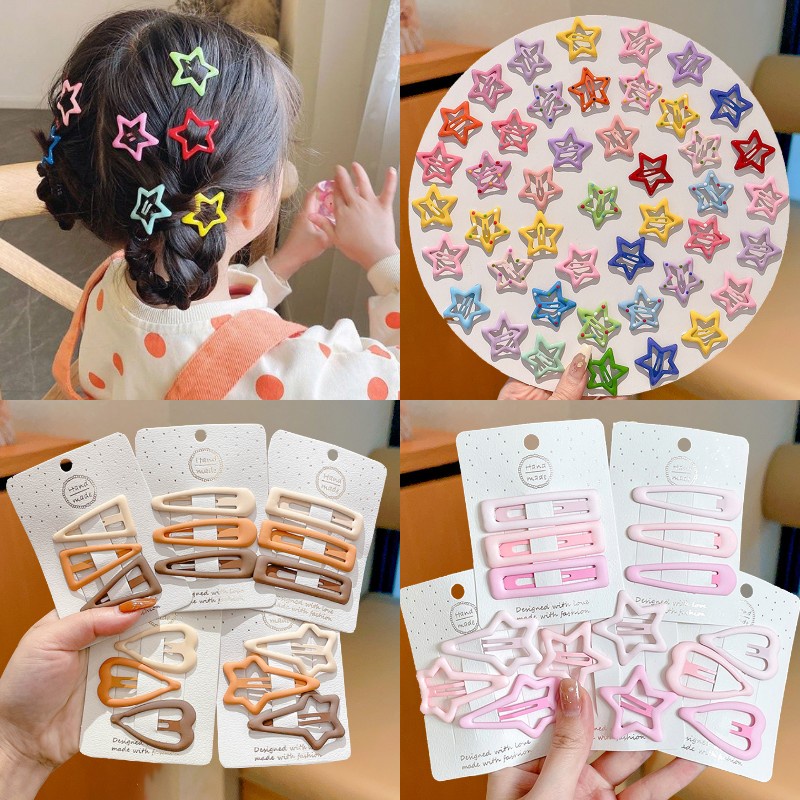Set 10 Kẹp Tóc Mái Ngôi Sao Hình Hoạt Dễ Thương Thời Trang Hàn Quốc Cho Bé Gái