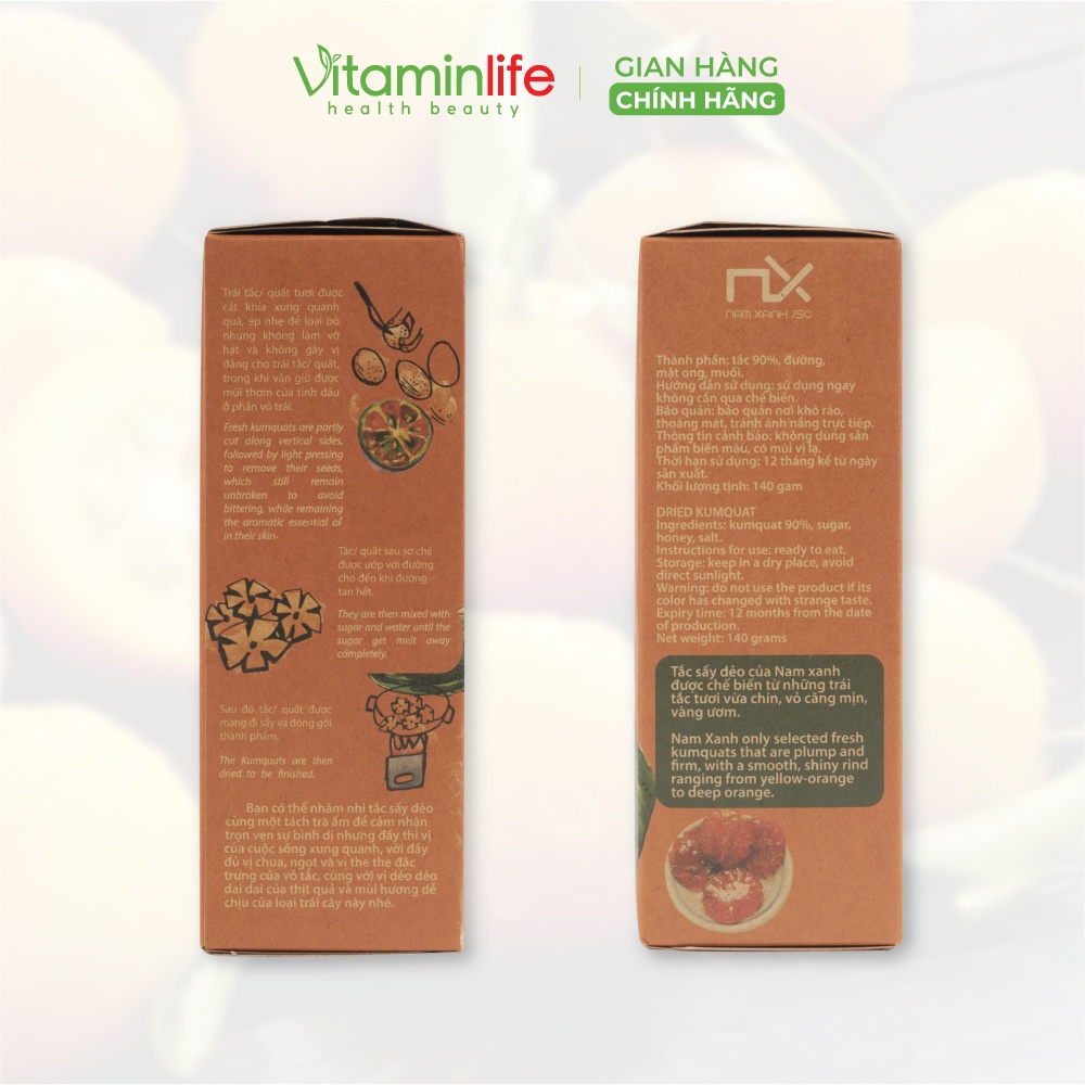 Hộp Tắc sấy dẻo Nam Xanh - 160g