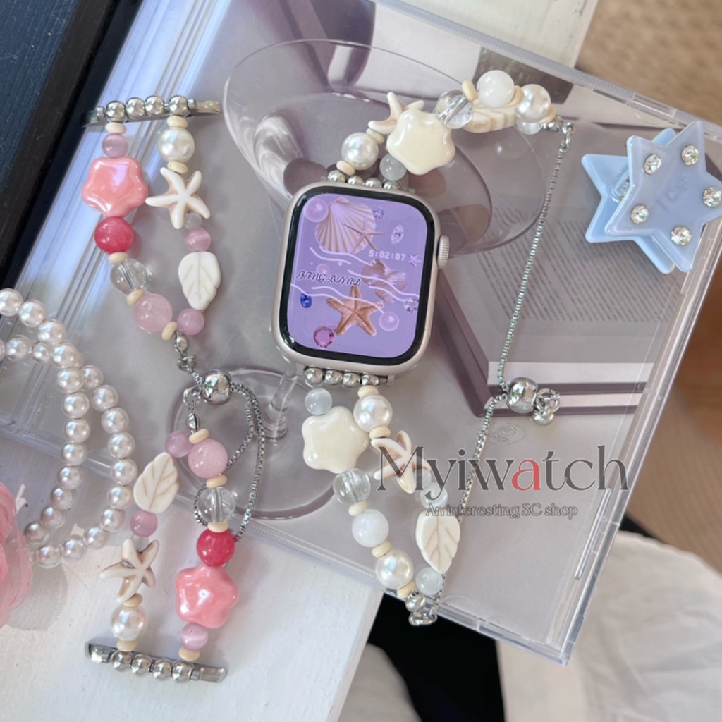 Dây đeo bằng kính thiên văn creative starfish cho iwatch series 8 7 7 se 4 3 11 dây đeo bằng đá quý cho iwatch 49mm 45mm 44mm 41mm 40mm 38mm 42mm