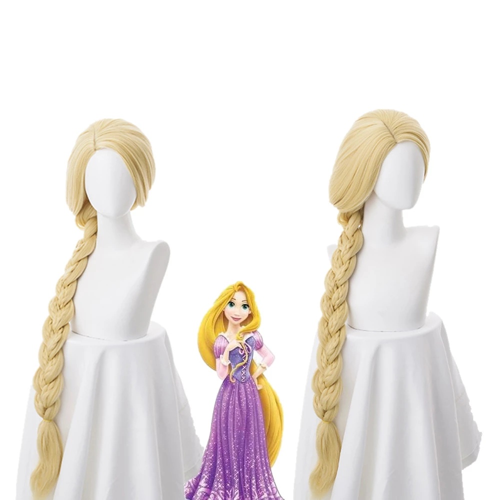 Misscoo princess rapunzel cospaly tóc giả rối tóc vàng dài chịu nhiệt tóc tổng hợp