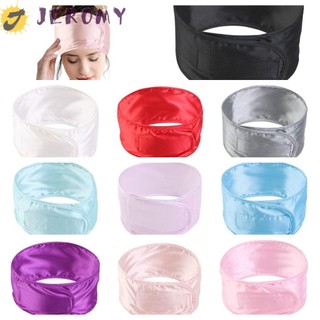 Jeromy spa facial headband, toweling solid color women silky satin headband, turban soft elastic adjustable makeup