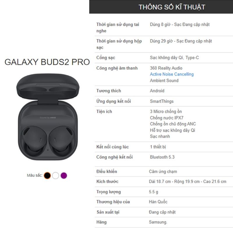 Tai Nghe Samsung Galaxy Buds 2 Pro - Hàng Chính Hãng - New