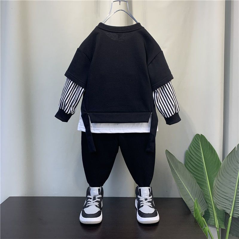 Ready stock 80-150cm sweatshirt boy suit spring autumn phong cách mới trẻ em đẹp trai quần áo thời trang hợp thời trang baby influencer trendy sweatshirt